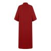 Maxi Shirt Dresses for Women Summer Fall Fashion Casual Plus Size 3/4 Sleeve Button Down Long Dress with Pocket Boho Flowy Beach Cover Ups, B Red, Medium view 4
