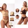 3 pcs Solid Ribbed Adjustable Strap Wireless Bra,No-Rim Push-up Camisole BraYoga Shockproof Bra Thong Set (Set-5,XXL) view 2