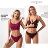 3 pcs Solid Ribbed Adjustable Strap Wireless Bra,No-Rim Push-up Camisole BraYoga Shockproof Bra Thong Set (Set-5,XXL) view 3
