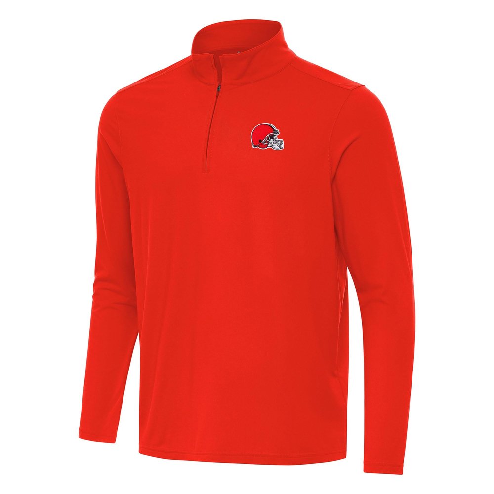 Antigua Men's Orange Cleveland Browns Intent Quarter-Zip Pullover Top