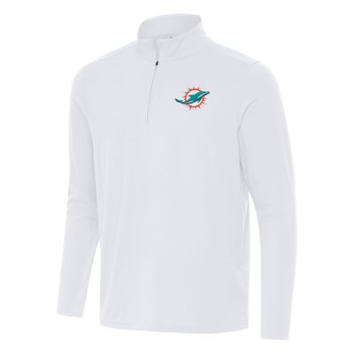 Antigua Men's White Miami Dolphins Intent Quarter-Zip Pullover Top
