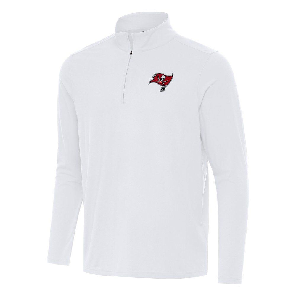 Antigua Men's White Tampa Bay Buccaneers Intent Quarter-Zip Pullover Top