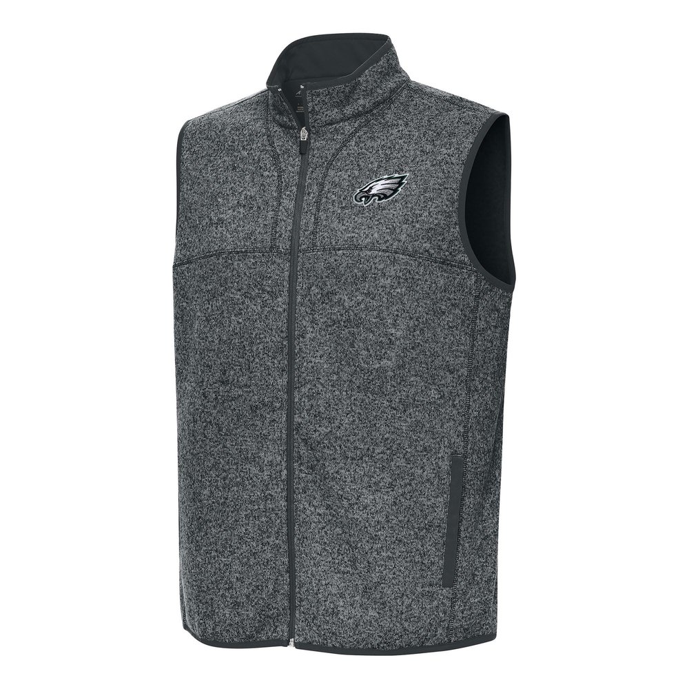 Antigua Men's Heather Charcoal Philadelphia Eagles Fortune Full-Zip Vest