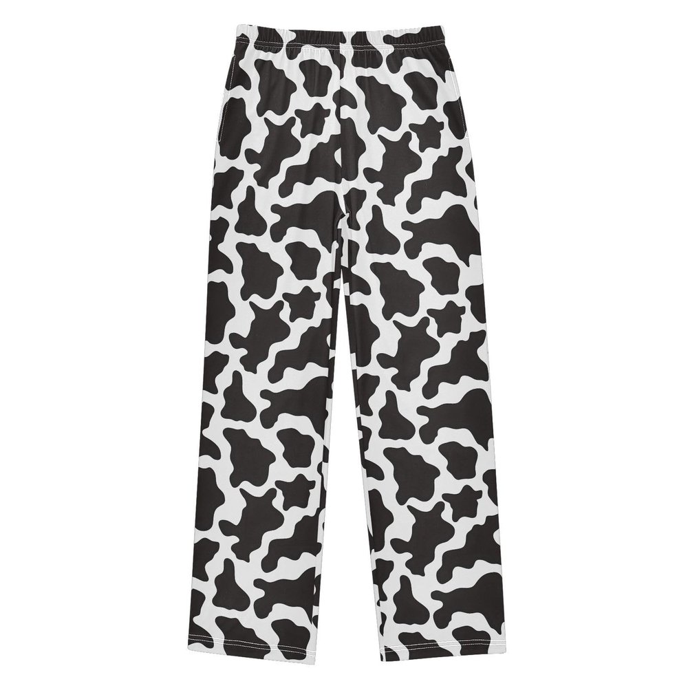 ALAZA Black White Cow Print Pajama Pants Long Sleep Pant Pajama Bottoms Elastic Waist with Pockets 13-14 Years