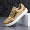 Womens Mesh Low Top Shoes Sneaker Lace Up Comfortable Cushioned Walking Non Slip Running Breathable Trendy Flat (Gold, 36) view 2