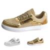 Womens Mesh Low Top Shoes Sneaker Lace Up Comfortable Cushioned Walking Non Slip Running Breathable Trendy Flat (Gold, 36) view 4