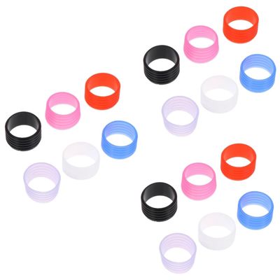 BIUDECO 18pcs Silicone Racket Grip Band - Sweat Absorbent Protector for Tennis and Badminton Rackets Moisture-Removing Mixed Colors for Active Players