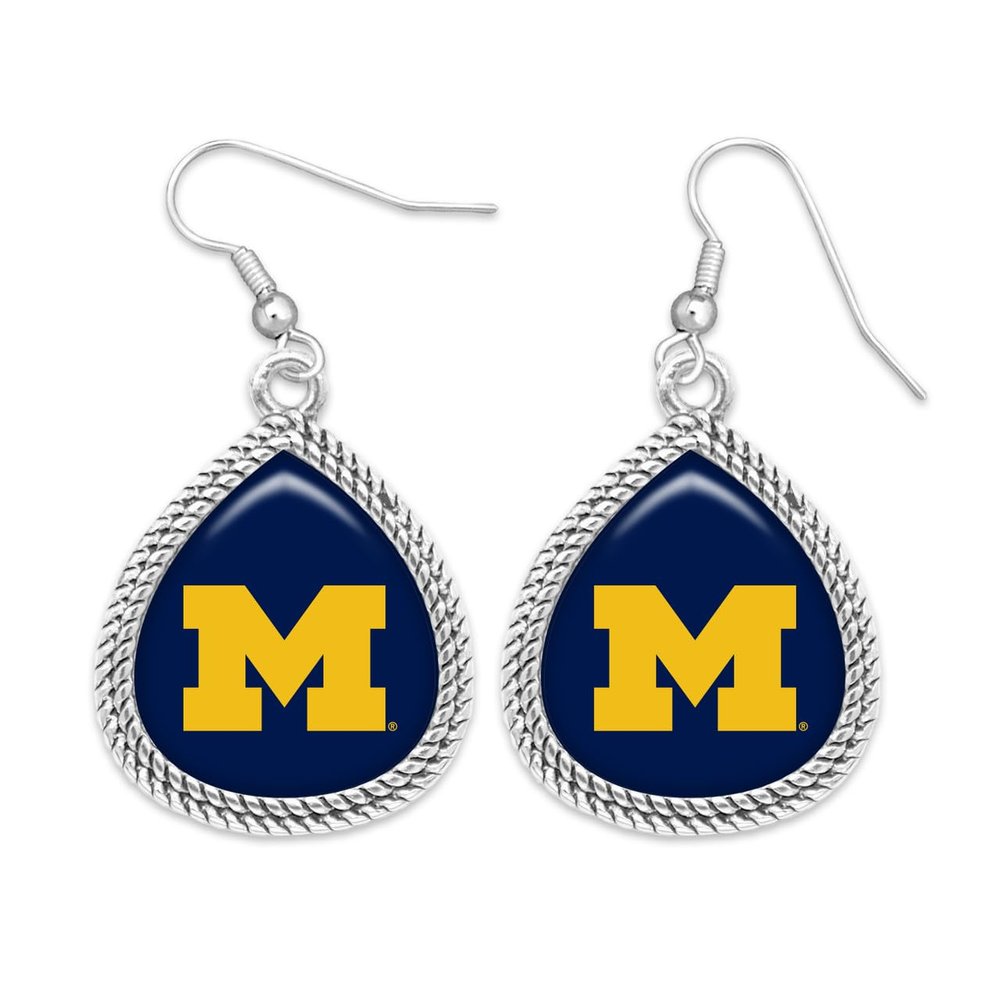 Michigan Wolverines Willow Silver Earrings Licensed Gift UM