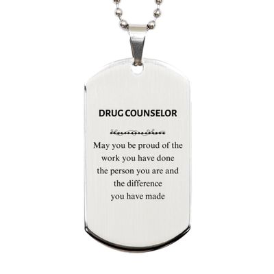 Mother's Day Thoughtful Gifts for Drug Counselors, Unique Silver Dog Tag Necklace, Inspirational Gifts from Friends