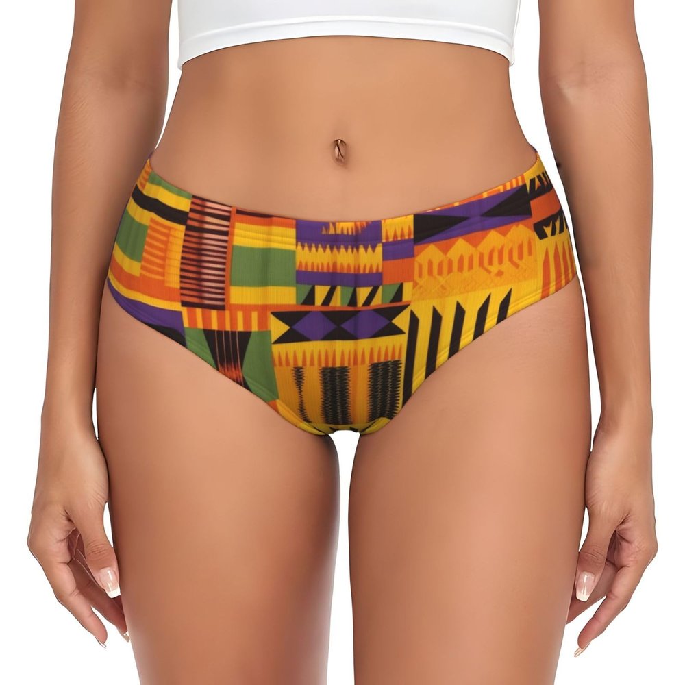 ZLYYXY Women'S Novelty Underwear African Weaving Printed Briefs Panties For Women Soft Comfortable And Breathable (Xs-4xl) Black