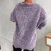 Akklian Furry Cute Sweaters for Women V Neck Wavy Hem Long Sleeve Casual Knitwear 2025 Fall Fashion Y2K Pullover Jumper Tops Gray view 3