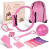 Home Pilates kit for Women with 5 Resistance Bands, Pilates Magic Circle Ring and Ball Set Accessories, Home Workout Equipment Essentials Starter Kit for Beginners, Full Body Toning Flexibility view 1