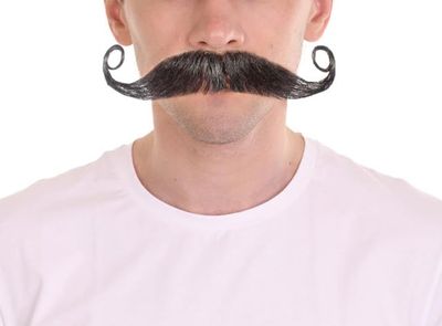 BC GOODS BY Men's Curly Mustache Human Hair Facial Hair for Cosplay, Black