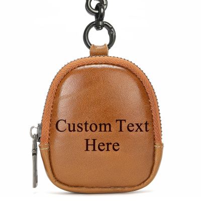 Personalized Leather Coin Pouch with Zipper, Coin Purses with Custom Engraved Names