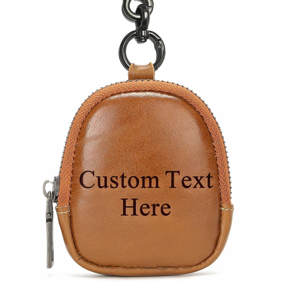 Personalized Leather Coin Pouch with Zipper, Coin Purses with Custom Engraved Names