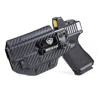 IWB Kydex Holster for Glock 19 19X 23 32 44 45 MOS Gen 3/4/5 with Olight Baldr S/Baldr Mini Tactical Flashlight RMR Red Dot Optics Ready, Appendix Concealed Carry, Left Hand - Carbon Fiber