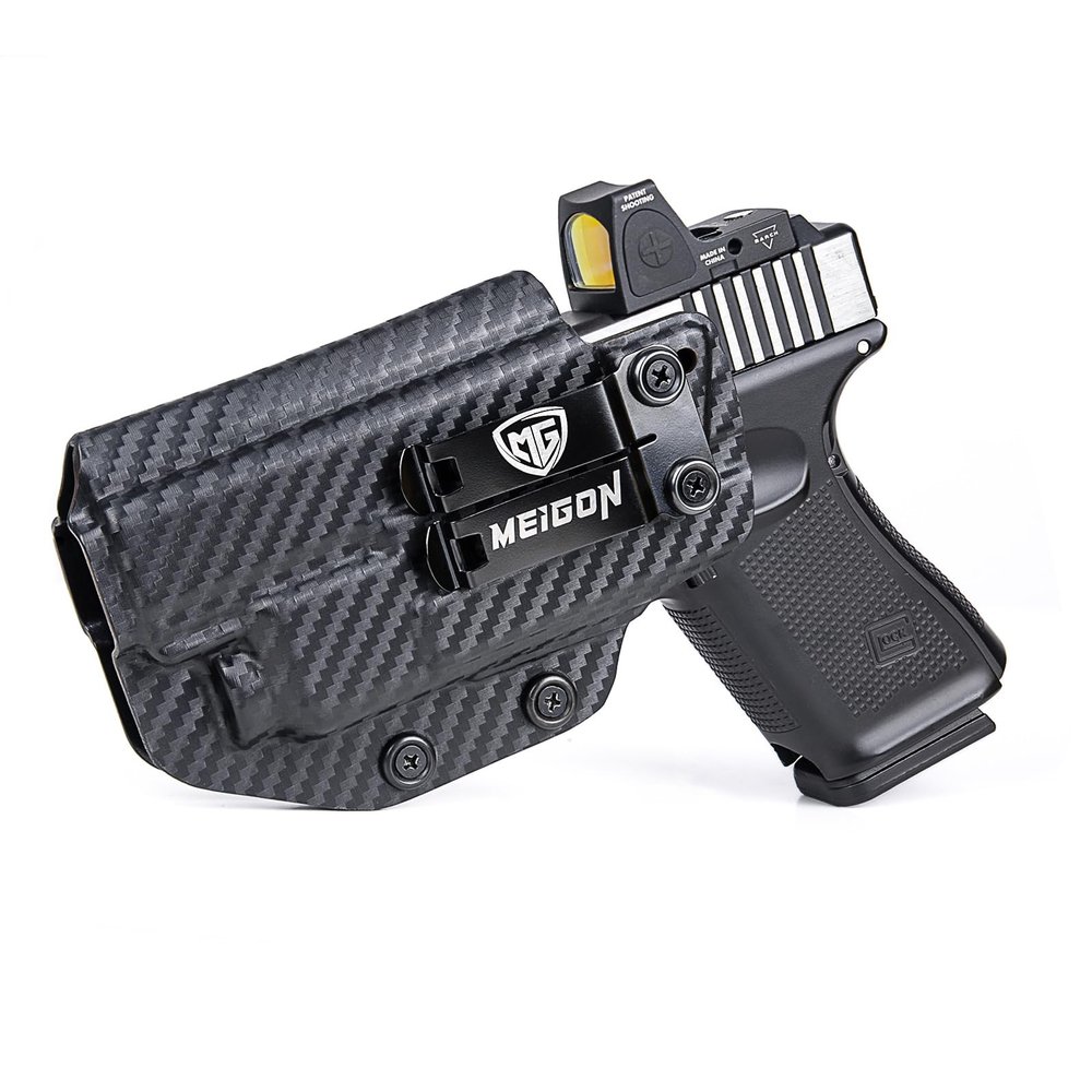 IWB Kydex Holster for Glock 19 19X 23 32 44 45 MOS Gen 3/4/5 with Olight Baldr S/Baldr Mini Tactical Flashlight RMR Red Dot Optics Ready, Appendix Concealed Carry, Left Hand - Carbon Fiber
