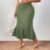 ELDINA Women's 2024 Casual Long Skirt Skirt Army Green view 2