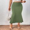 ELDINA Women's 2024 Casual Long Skirt Skirt Army Green view 4