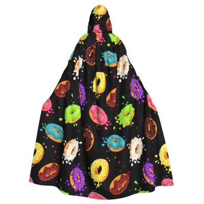 BREAUX Donut print Halloween cape, Halloween cape, Halloween hooded cape, adult party decoration cape