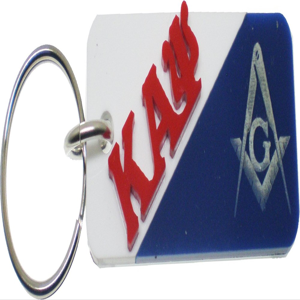 TCEShop Kappa Alpha/ Psi + Mason Two Group Split Key Chain [White/Blue - 3"] - ID#146013