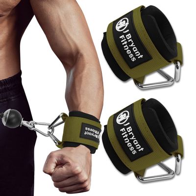 J Bryant Fitness Wrist Cuffs for Cable Machines  Heavy Duty Adjustable Wrist Straps with 7mm Neoprene Padding for Strength Training, Pull Exercises, and Forearm Support (Green, Medium)