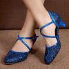 Women's Dance Sandals Color Fashion Sequins Prom Ballroom Latin Dance Shoes Sandals Comfort Sandal (Blue, 8) view 2