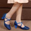 Women's Dance Sandals Color Fashion Sequins Prom Ballroom Latin Dance Shoes Sandals Comfort Sandal (Blue, 8) view 3