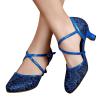 Women's Dance Sandals Color Fashion Sequins Prom Ballroom Latin Dance Shoes Sandals Comfort Sandal (Blue, 8) view 4