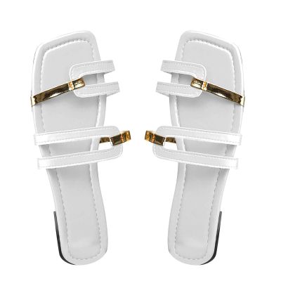 Women's Summer Oversized Color Block Flat Sandals and Slippers Memory Foam Slippers (White, 10.5)