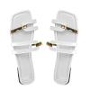 Women's Summer Oversized Color Block Flat Sandals and Slippers Memory Foam Slippers (White, 10.5) view 1