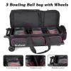 Goloni 3 Ball Bowling Bags with Wheels - Rolling Bowling Bag for 3 Balls & Accessories - Retractable Handle (38") view 2