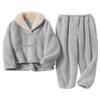FSVABY Womens 2 Piece Fluffy Pajama Lounge Set Loose Pullover Pants Sleepwear with Pockets (Z-Grey-Pocket, Small) view 1
