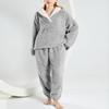 FSVABY Womens 2 Piece Fluffy Pajama Lounge Set Loose Pullover Pants Sleepwear with Pockets (Z-Grey-Pocket, Small) view 2