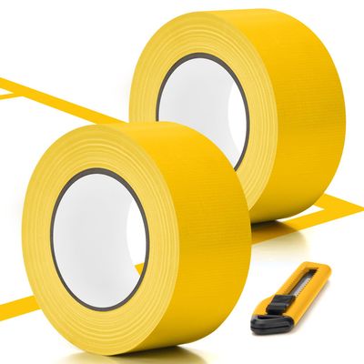 Hear XSUS 2PCs 2" x 230FT Outdoor Pickleball Court Tape - Indoor Durable Floor Tape and Tape Cutter for Creating and Marking Court Boundaries, Ideal for Pickleball Enthusiasts. (Style 3)