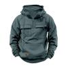 Hoodies for Men Quarter Zip Aztec Pullover Tactical Jacket Fall Vintage Outdoor Hooded Cargo Sweatshirts Multi Pocket view 1