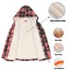 ThCreasa Little Kids Girls Hooded Flannel Jacket Sherpa Lined Zip Up Buffalo Plaid Flannel Shacket Coat Winter Shirt Jackets Pink XL 14 view 3
