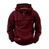 Hoodies for Men Quarter Zip Aztec Pullover Tactical Jacket Fall Vintage Outdoor Hooded Cargo Sweatshirts Multi Pocket view 1