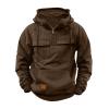 Hoodies for Men Quarter Zip Aztec Pullover Tactical Jacket Fall Vintage Outdoor Hooded Cargo Sweatshirts Multi Pocket view 1