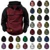 Hoodies for Men Quarter Zip Aztec Pullover Tactical Jacket Fall Vintage Outdoor Hooded Cargo Sweatshirts Multi Pocket view 1