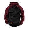 Hoodies for Men Quarter Zip Aztec Pullover Tactical Jacket Fall Vintage Outdoor Hooded Cargo Sweatshirts Multi Pocket view 2