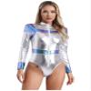 Freebily Women's Space Astronaut Costume Cosplay Bodysuit Tops Fancy Dress Up Silver Medium