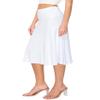 Forestyle 2325 Women's Solid Flared Lightweight High Waist Pull On Closure Stretchy A-Line Foldable Midi Skirt White M view 1