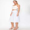 Forestyle 2325 Women's Solid Flared Lightweight High Waist Pull On Closure Stretchy A-Line Foldable Midi Skirt White M view 2
