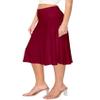 Forestyle 2325 Women's Solid Flared Lightweight High Waist Pull On Closure Stretchy A-Line Foldable Midi Skirt Wine M view 1