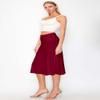 Forestyle 2325 Women's Solid Flared Lightweight High Waist Pull On Closure Stretchy A-Line Foldable Midi Skirt Wine M view 2