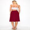 Forestyle 2325 Women's Solid Flared Lightweight High Waist Pull On Closure Stretchy A-Line Foldable Midi Skirt Wine M view 3