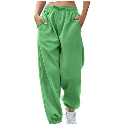 Baggy Sweatpants Wide Leg Sweatpants Women Fall Fashion Joggers Lounge Pants Fleece Lined Casual Winter Green