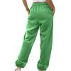 Baggy Sweatpants Wide Leg Sweatpants Women Fall Fashion Joggers Lounge Pants Fleece Lined Casual Winter Green view 2