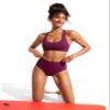CRZ YOGA Womens Racerback Bikini Tops Scoop Neck Bathing Suit Swimsuit Padded Swim Sport Bra Fuchsia Large view 3